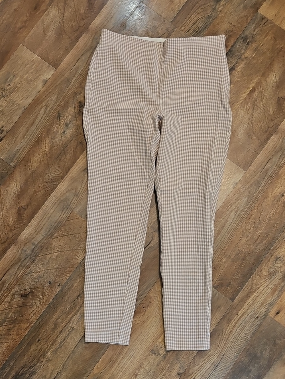 👖LOFT Beige Gingham Skinny Ankle Pants